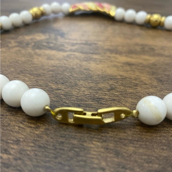 Napier White & Gold Acrylic Bead Necklace - Picture 5 of 9